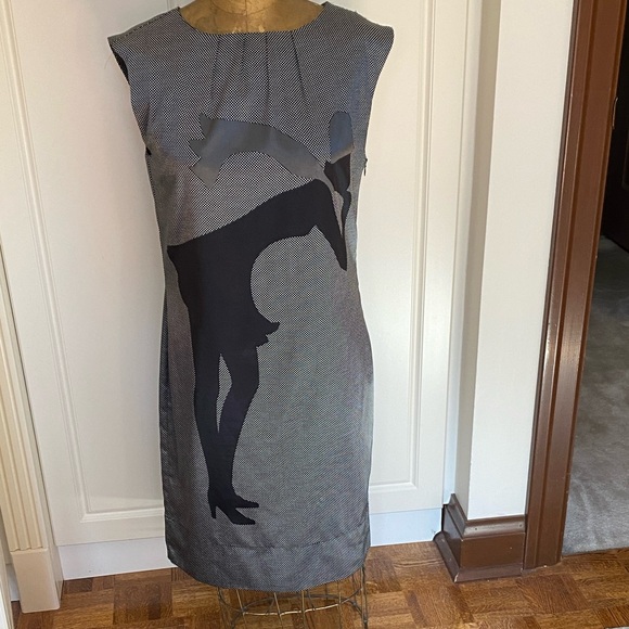 Zara Black and Gray Artistic Midi Dress - Picture 9 of 9